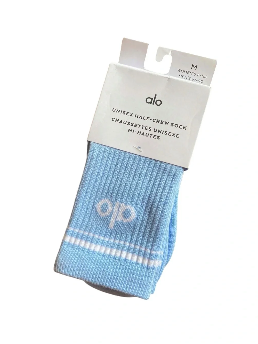 NWT Alo Unisex Half Crew Socks BLUE Size Medium